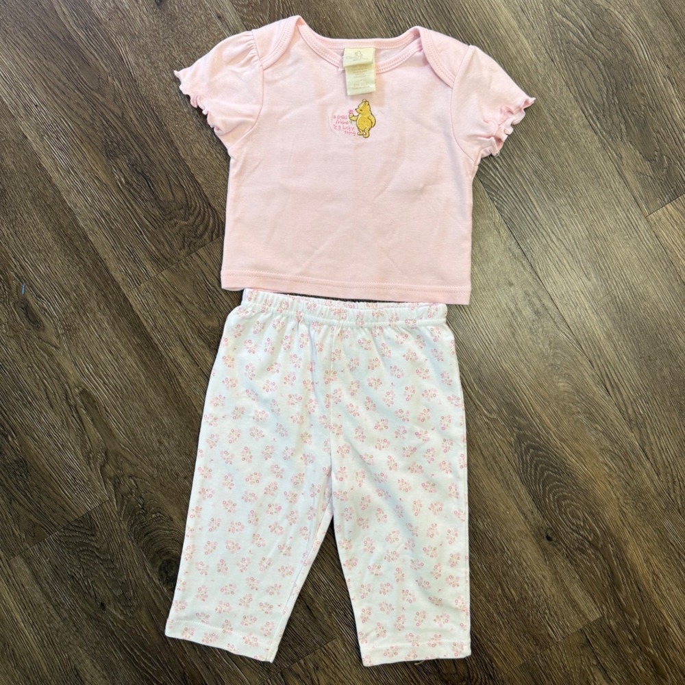 Classic Pooh Disney Baby Girls Pink Floral Set Winnie the Pooh 12-18M